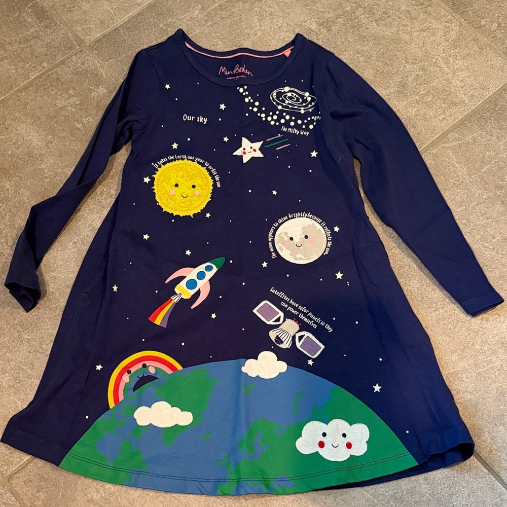 Mini Boden Navy Space Adventure Dress
